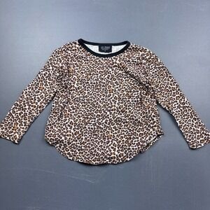 Tiny Whales Shirt Girls 8 Leopard Print Long Sleeve Cotton Casual Made in USA